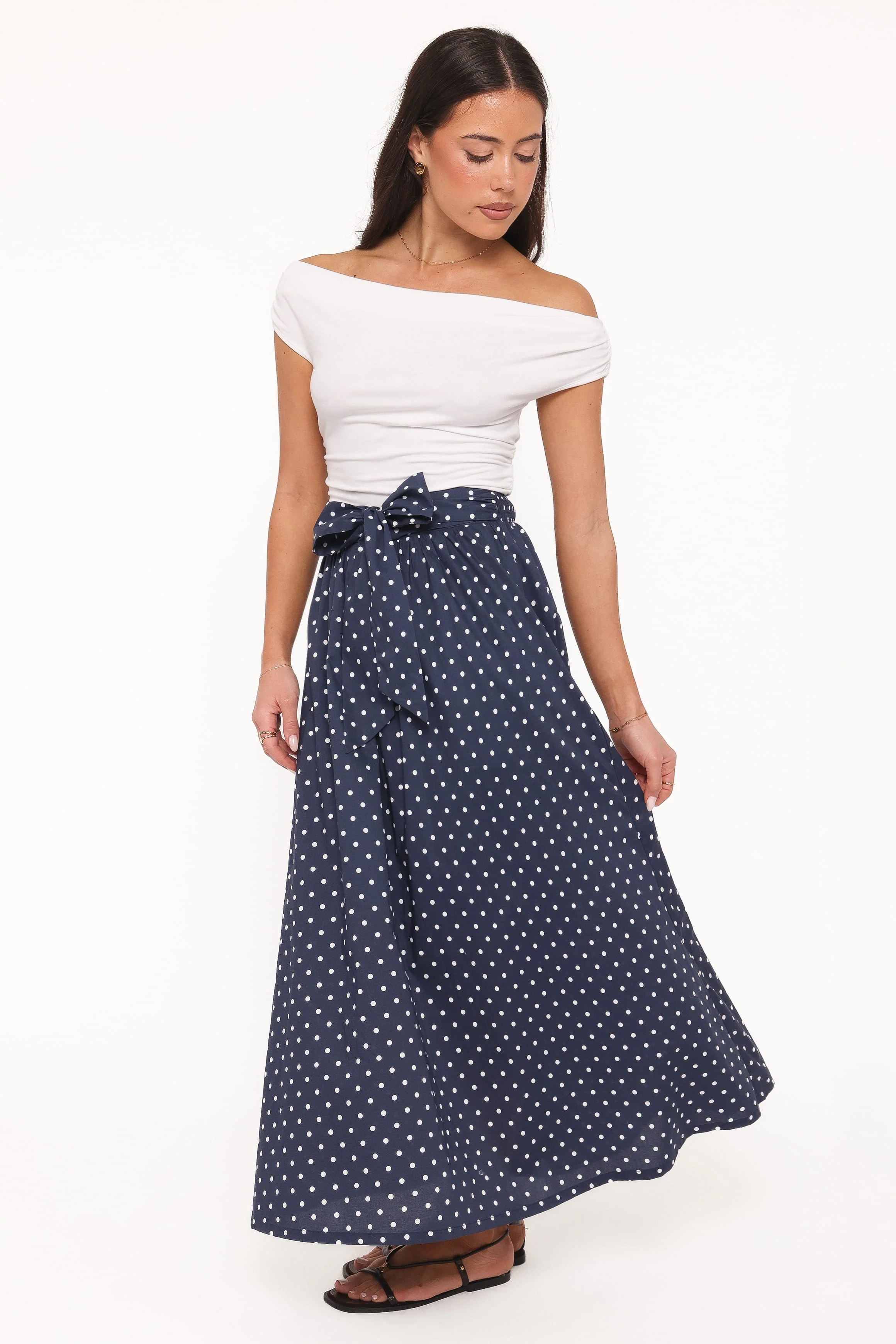 Paula Tie Waist Maxi Skirt - Navy