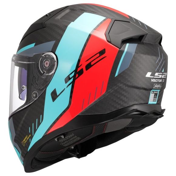 LS2 FF811 Full-Face Helmet - VECTOR II CARBON - GRID - Red / BlueRef: LS0849