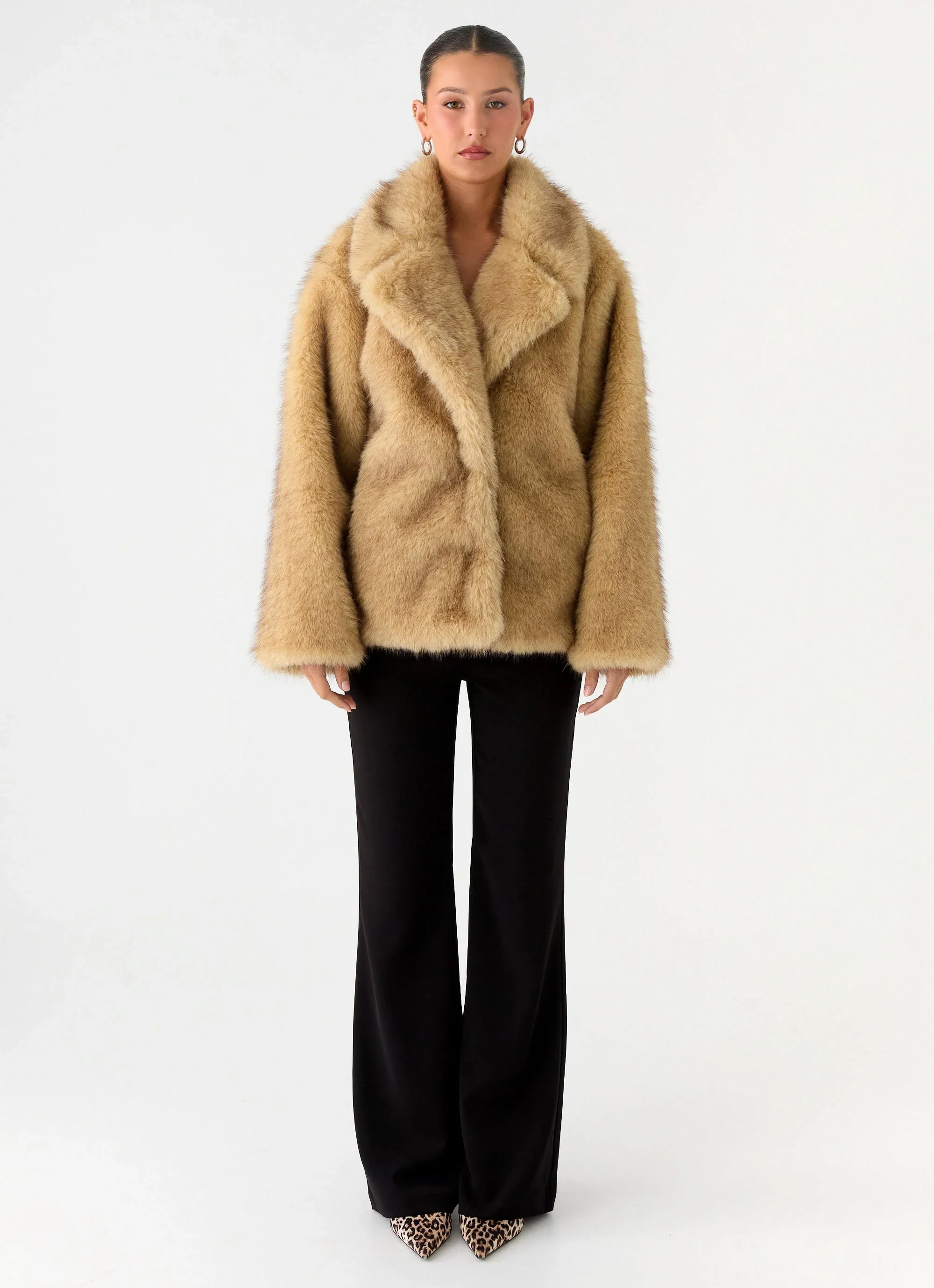 Milika Faux Fur Coat - Beige