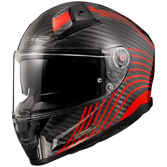 Casque intégral LS2 FF811 - VECTOR II CARBON - FLUX - Noir / RougeRef : LS0789-C664