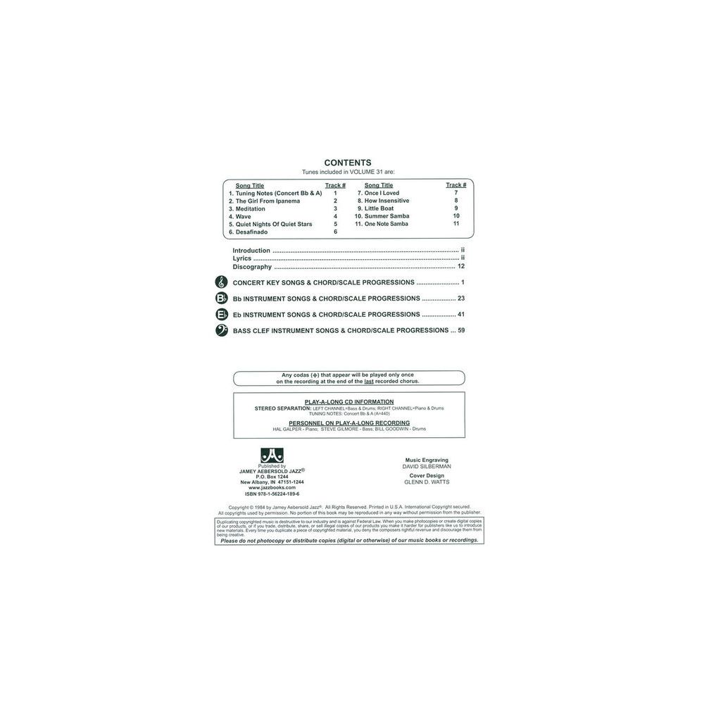Jamey Aebersold Bossa Novas – Thomann Ireland