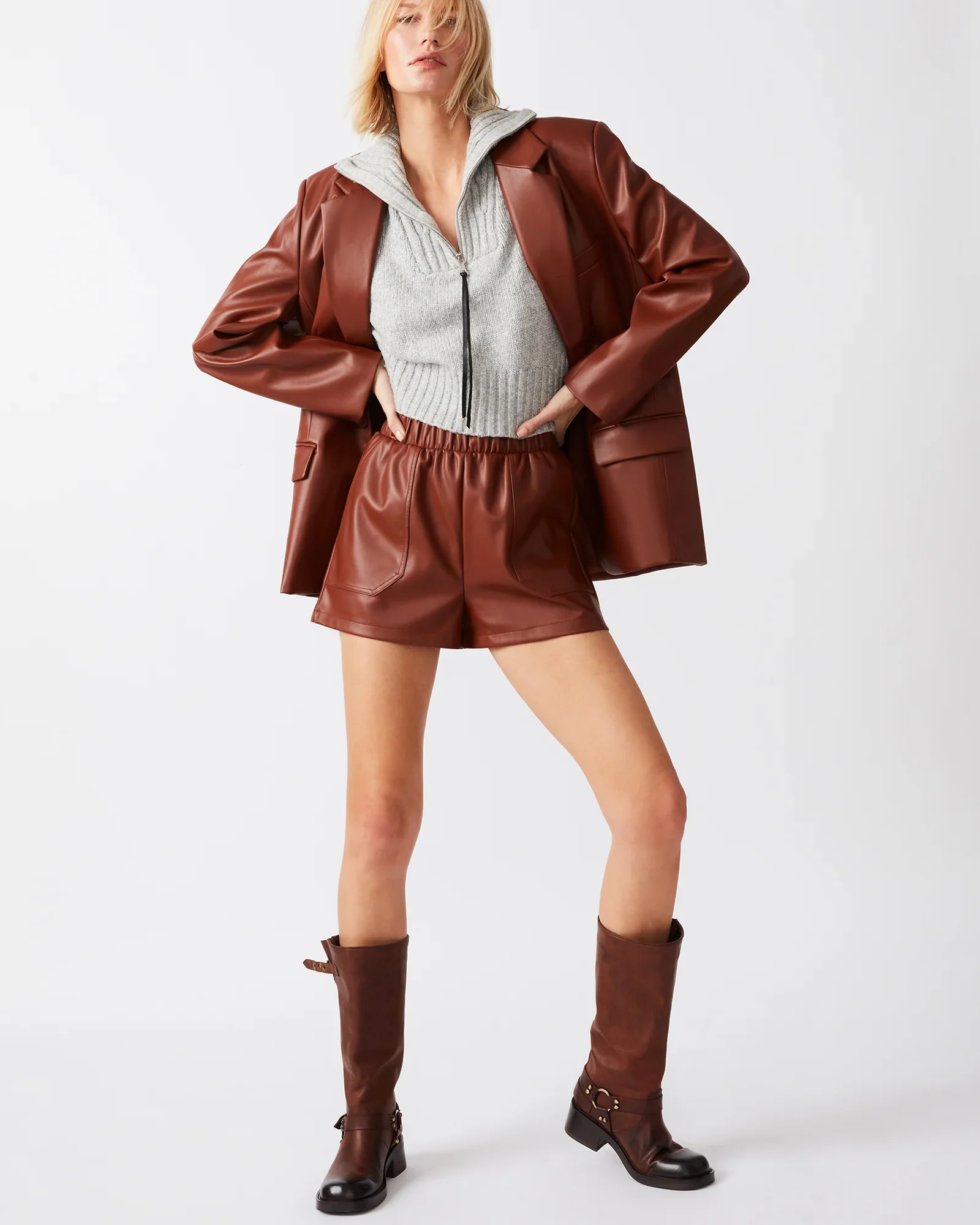 Faux The Record Short Cognac