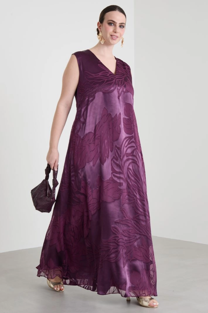 Devoré silk satin dress - EGGPLANT
