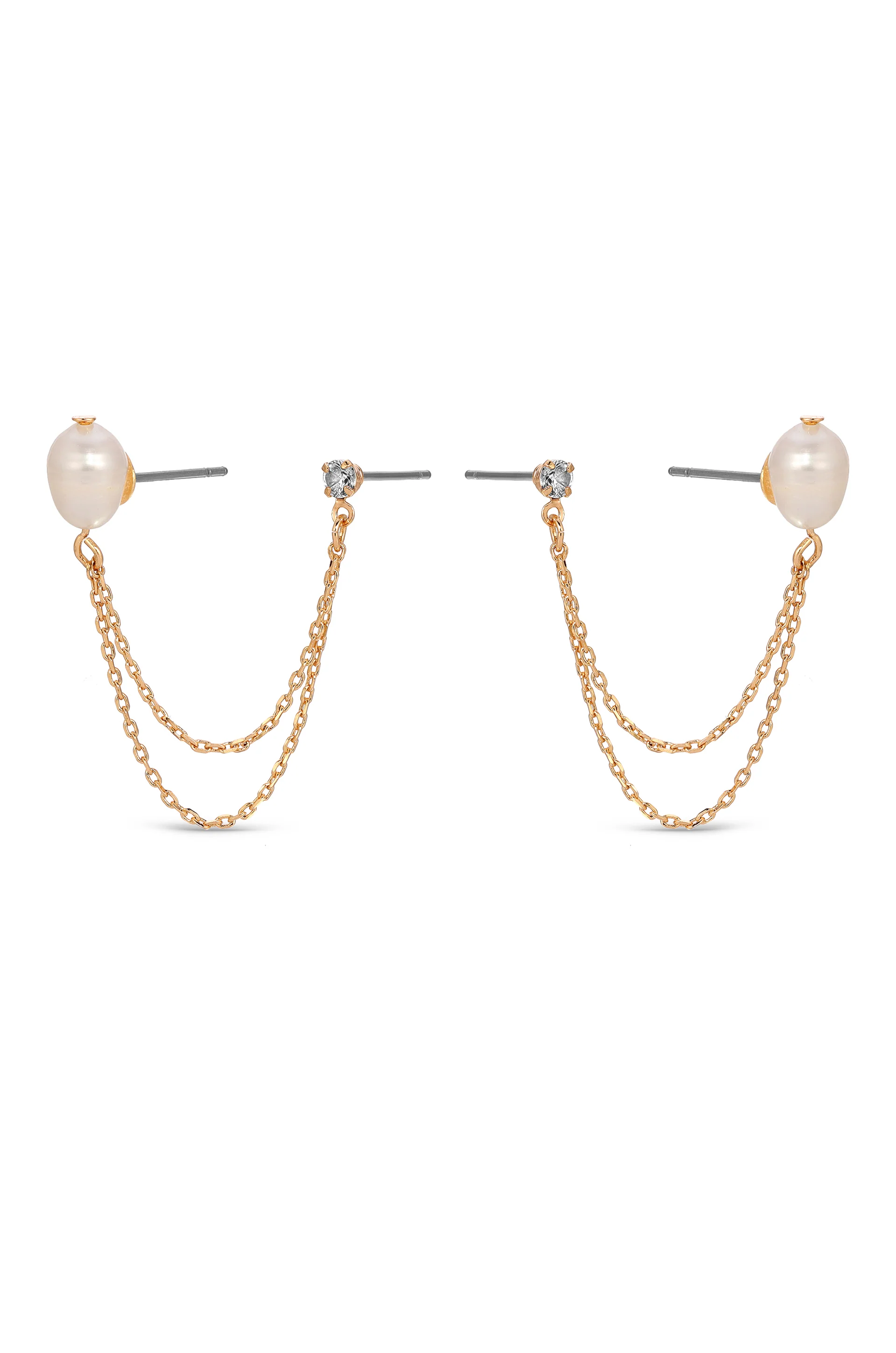 Double Piercing Freshwater Pearl Earring