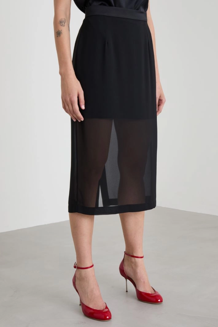 Georgette midi skirt - BLACK