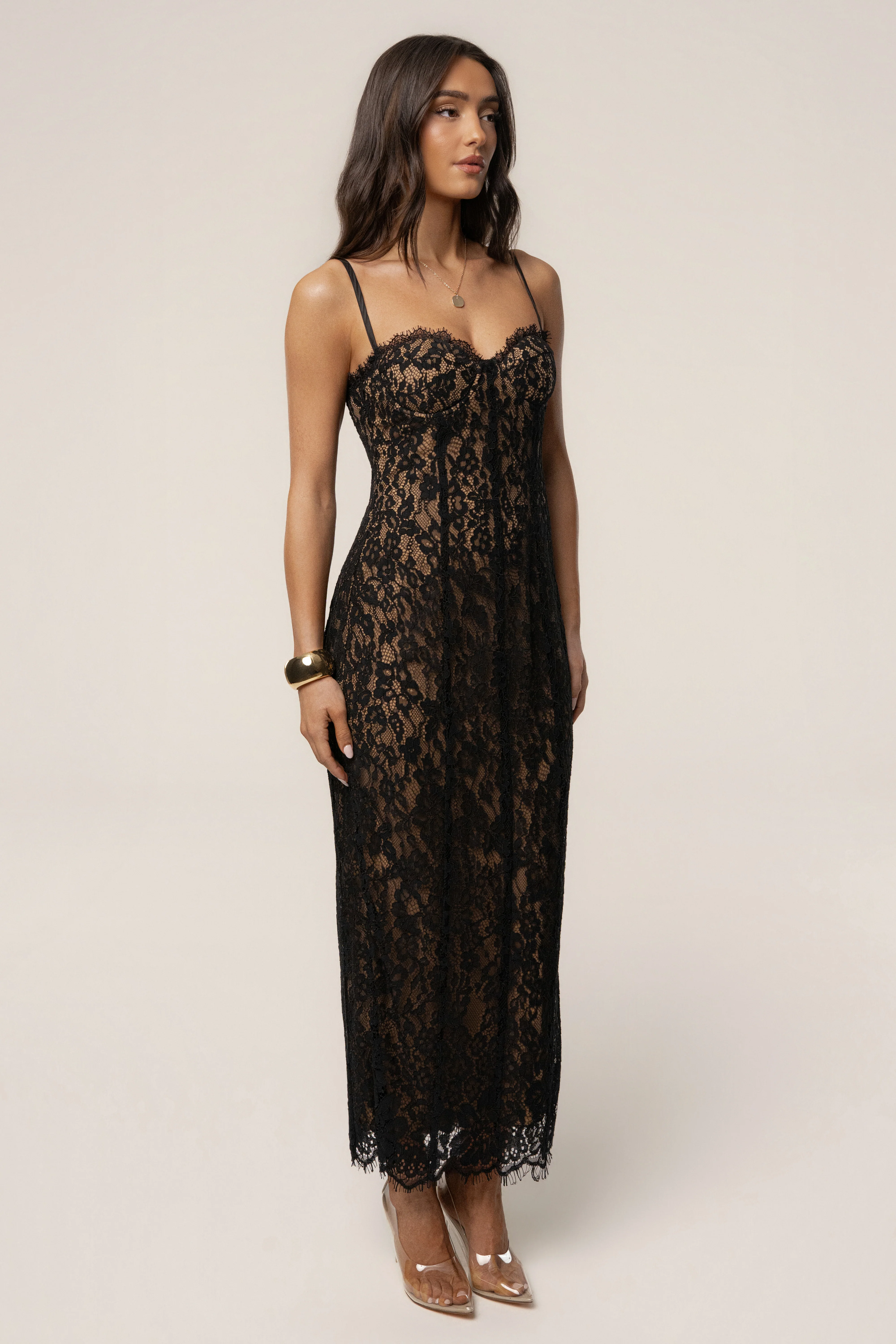 Black Love Reign Lace Midi Dress