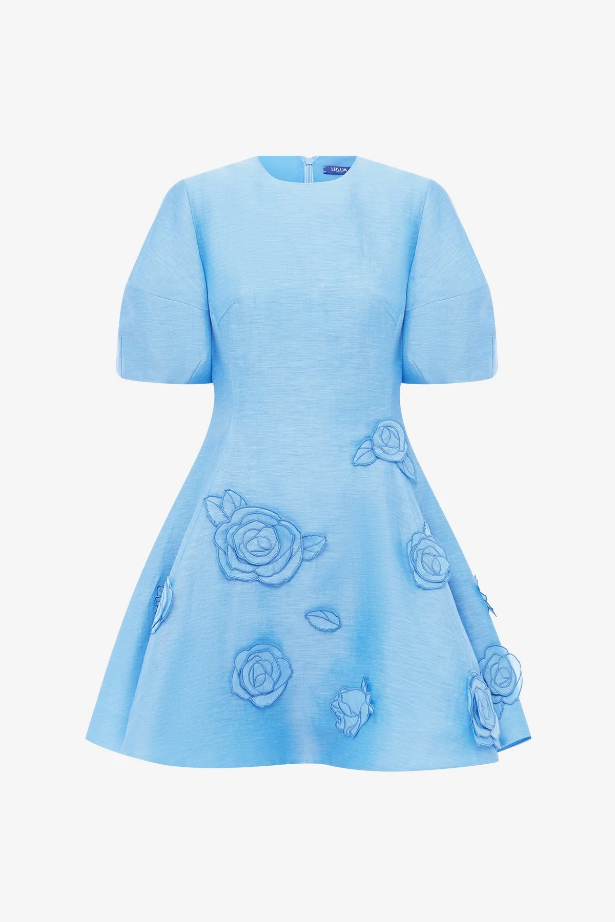 Simona Appliqué Mini Dress - Pastel Blue