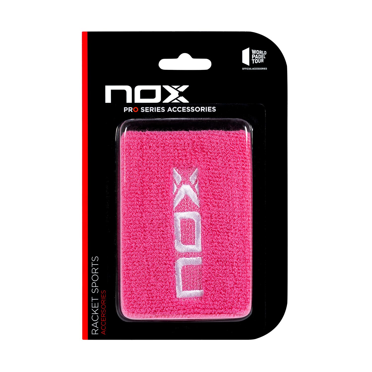 BOX 6 PCS. - BLISTER (2 PCS.) NOX WRISTBAND PINK WHITE LOGO