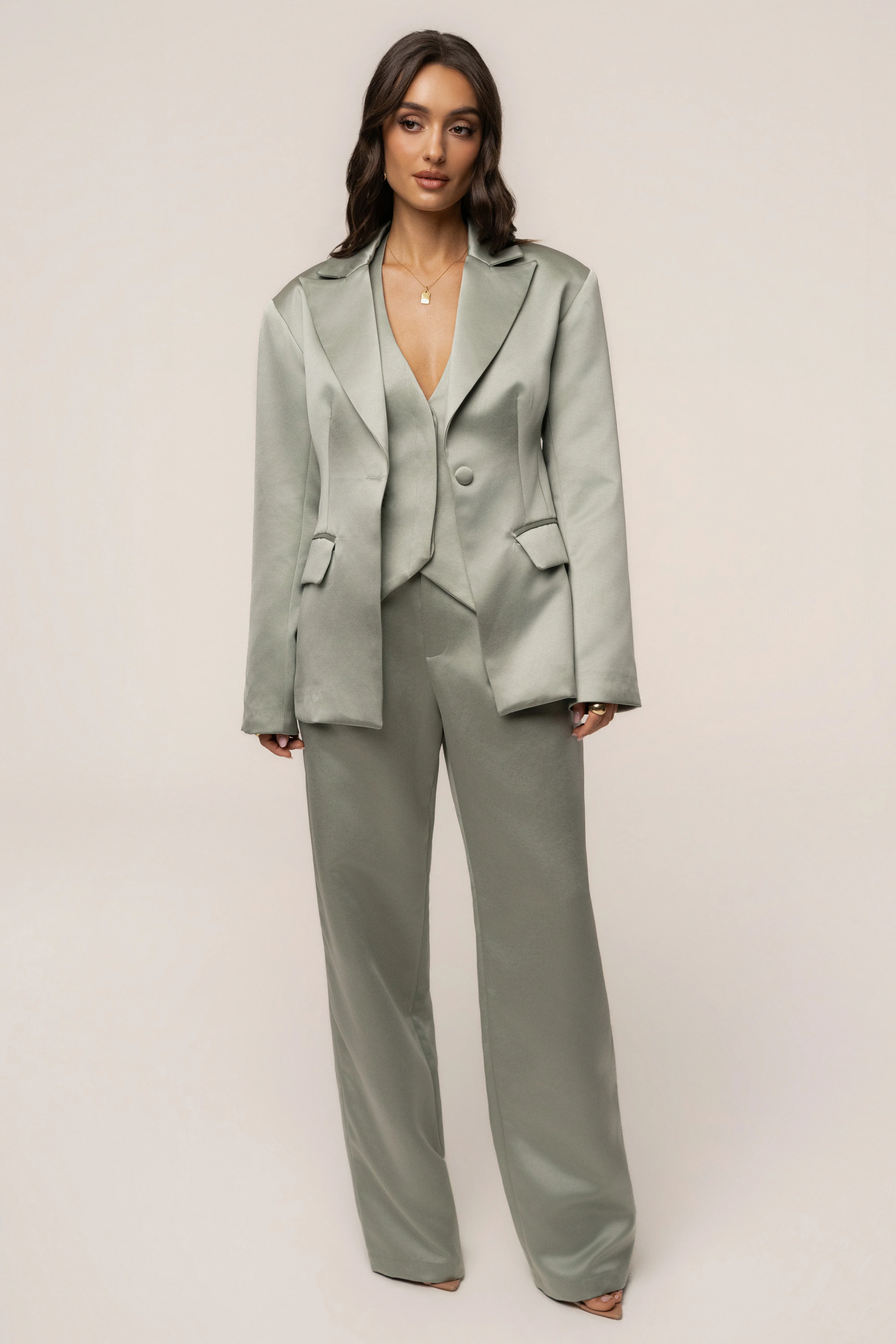 Sage City Nights Satin Trouser