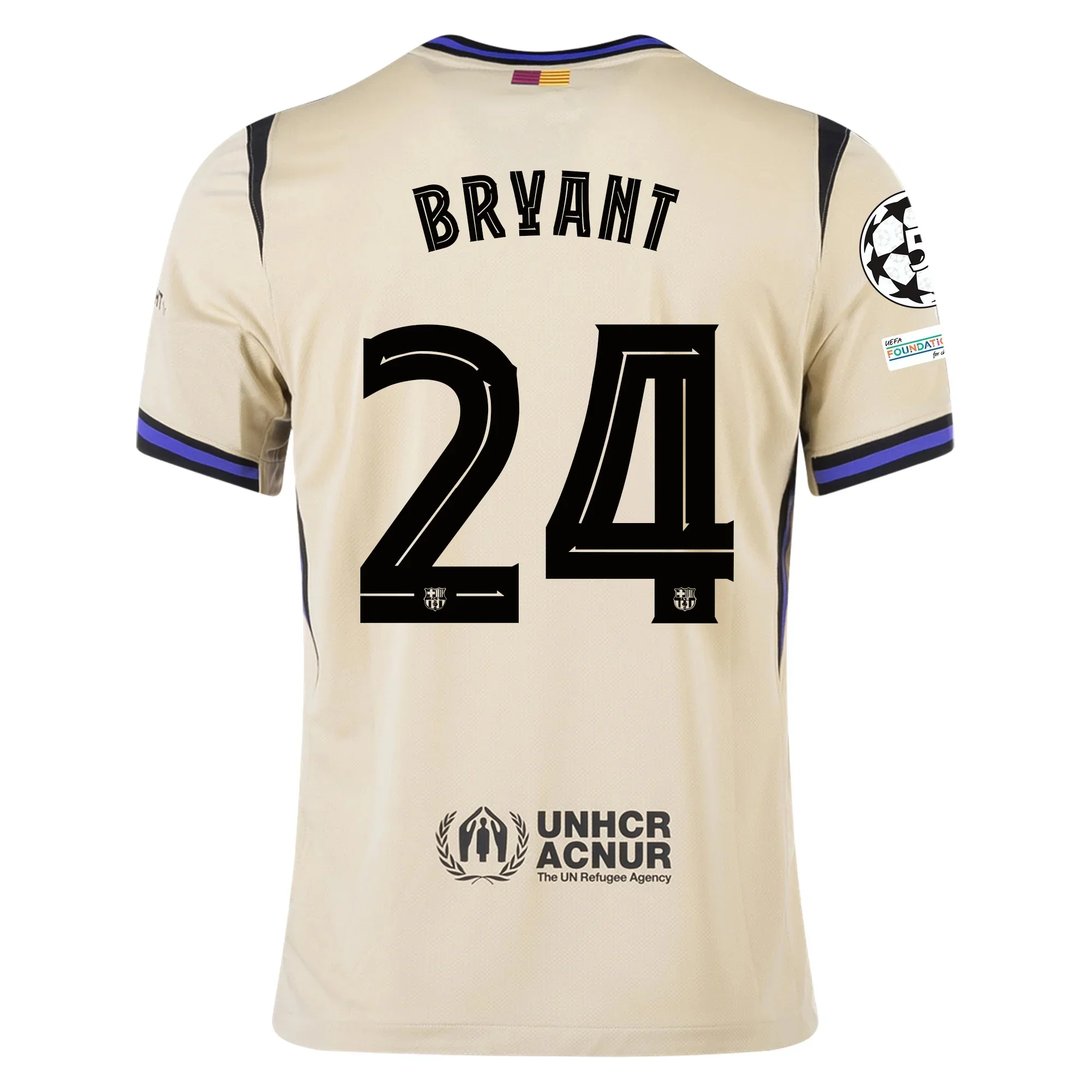 Kobe Bryant Men's FC Barcelona Away Jersey 25/26 w/ Champions League Patches (Team Gold/Persion Violet/Black)