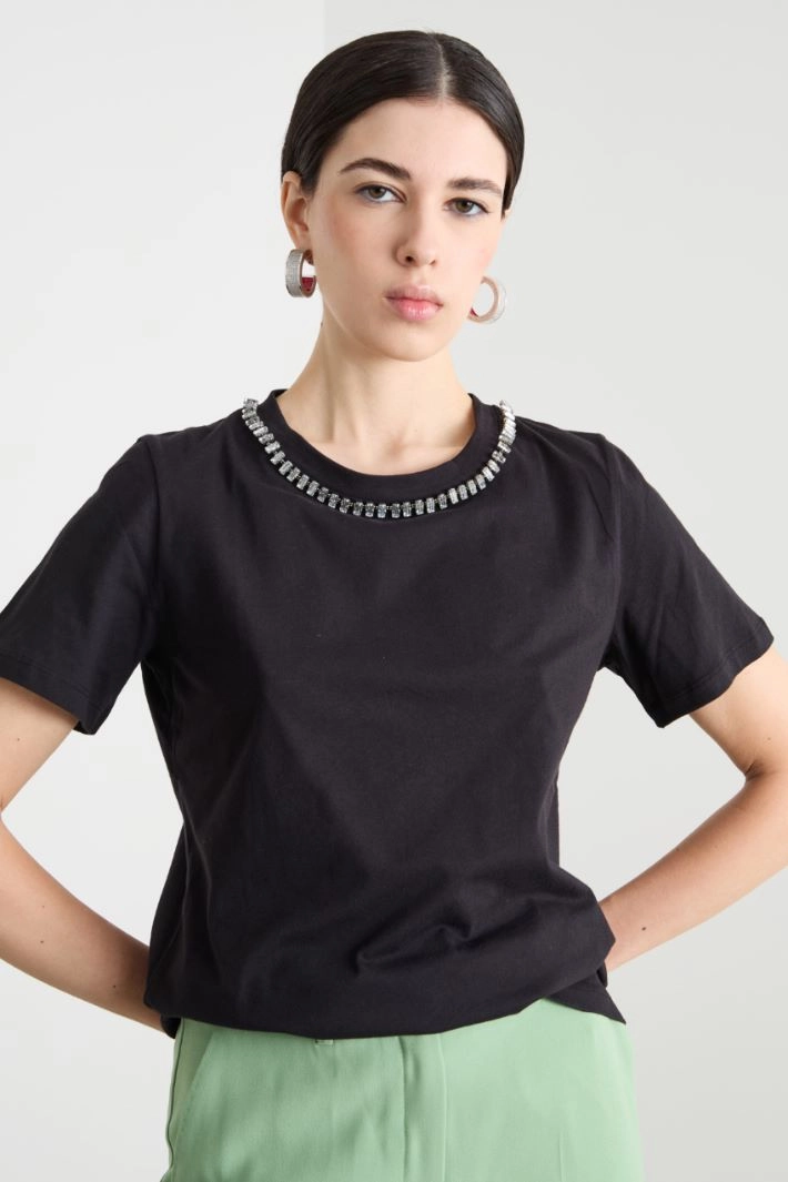 Rhinestone T-shirt - BLACK