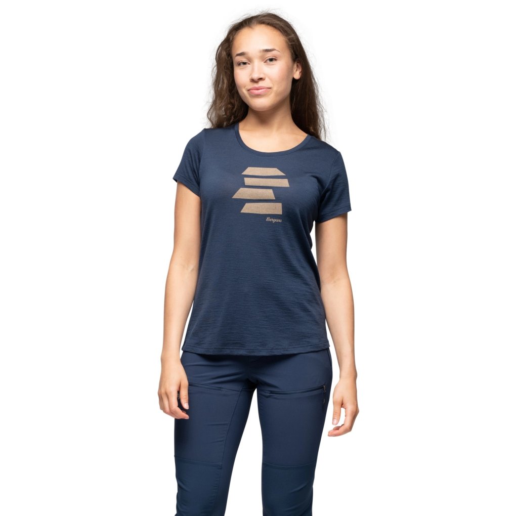 Bergans Rabot Mount Wool Tee Women - peachy red/fire red pta