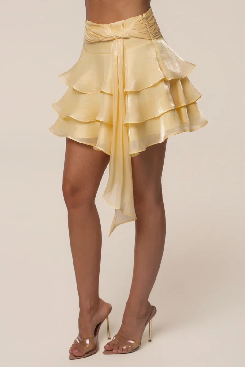Yellow Sky Draped Skirt Set