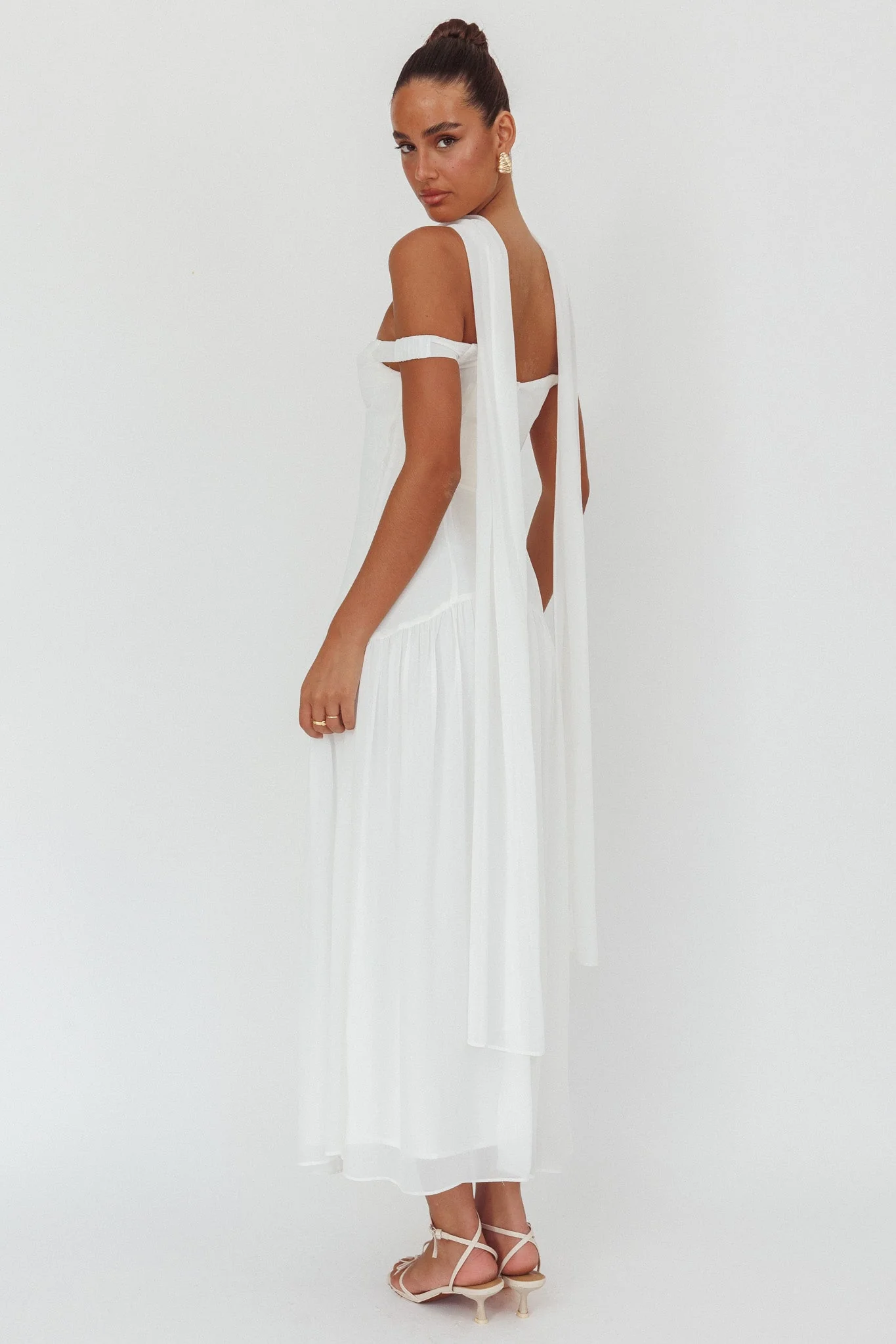 Kaycee Drop Waist Maxi Dress White