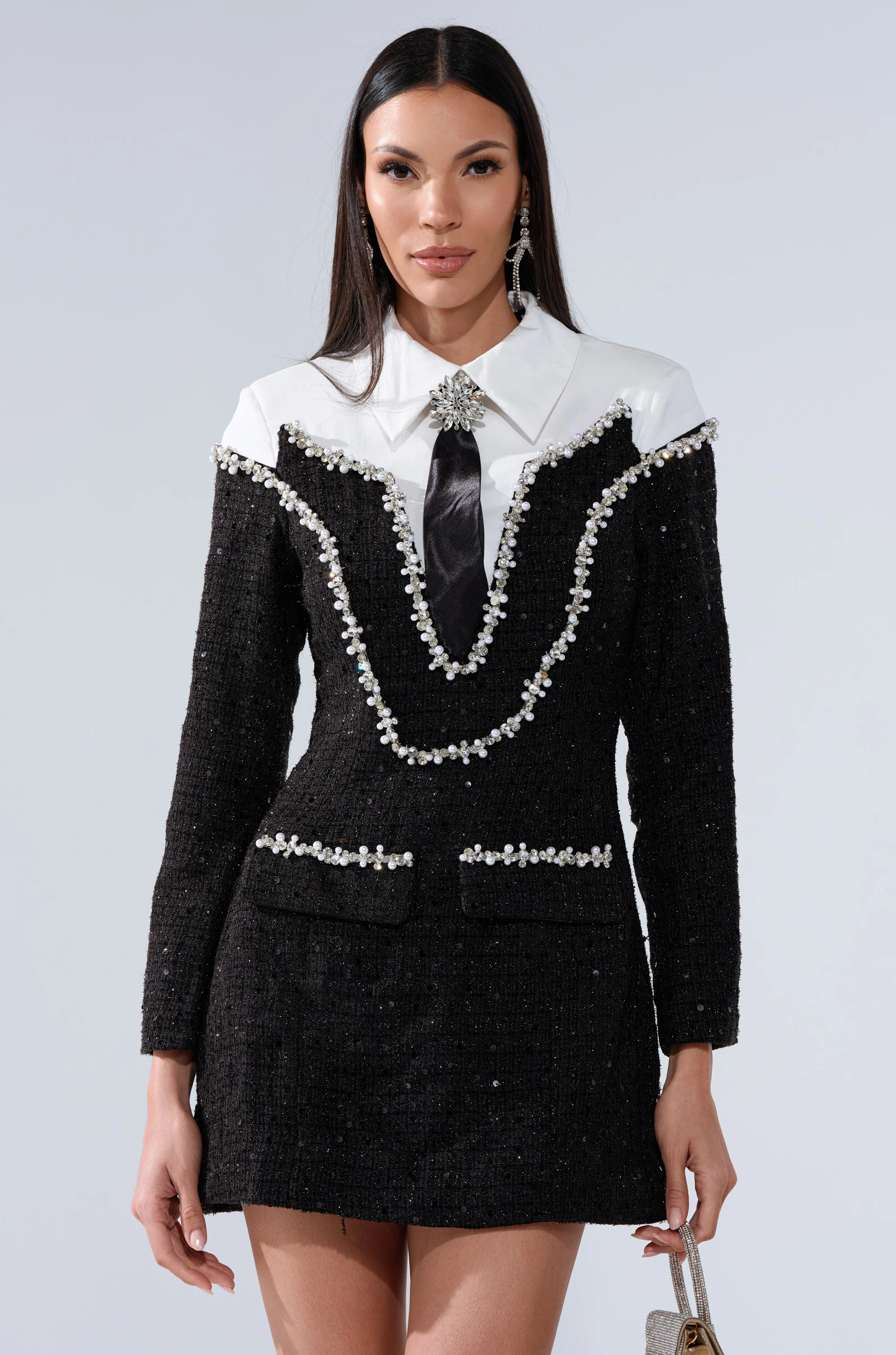 High Class Mini Dress With A Tie
