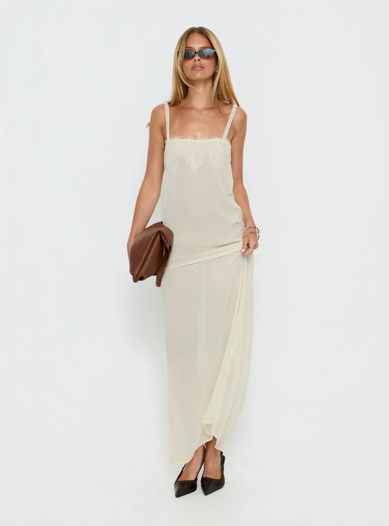Glacial Sheer Maxi Dress Butter