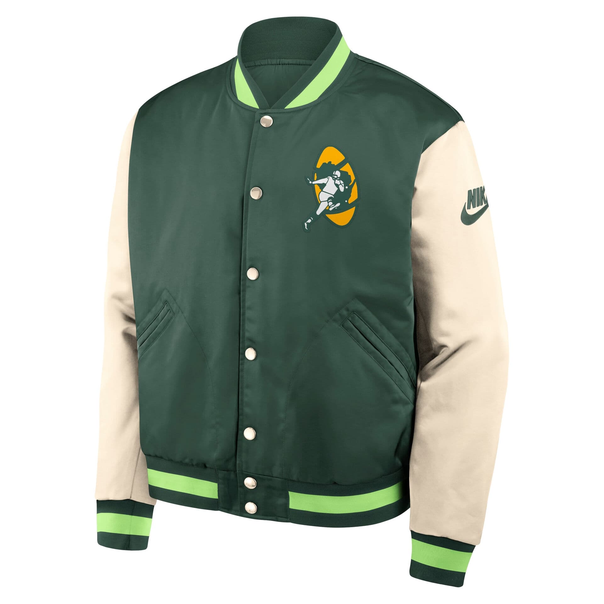 Green Bay Packers Rewind Legacy Bomber Jacket Green/Cream