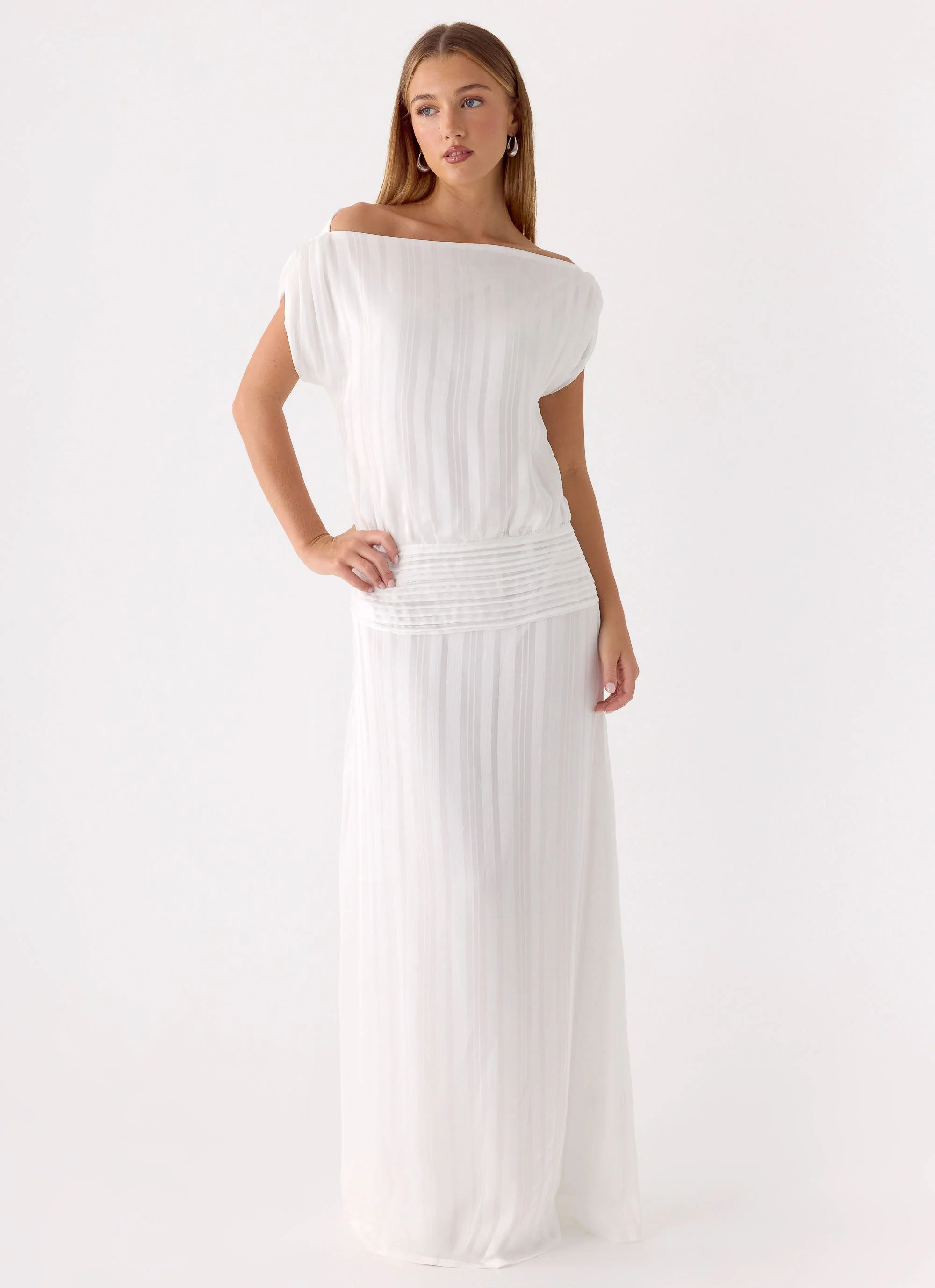 Rexi One Shoulder Maxi Dress - White