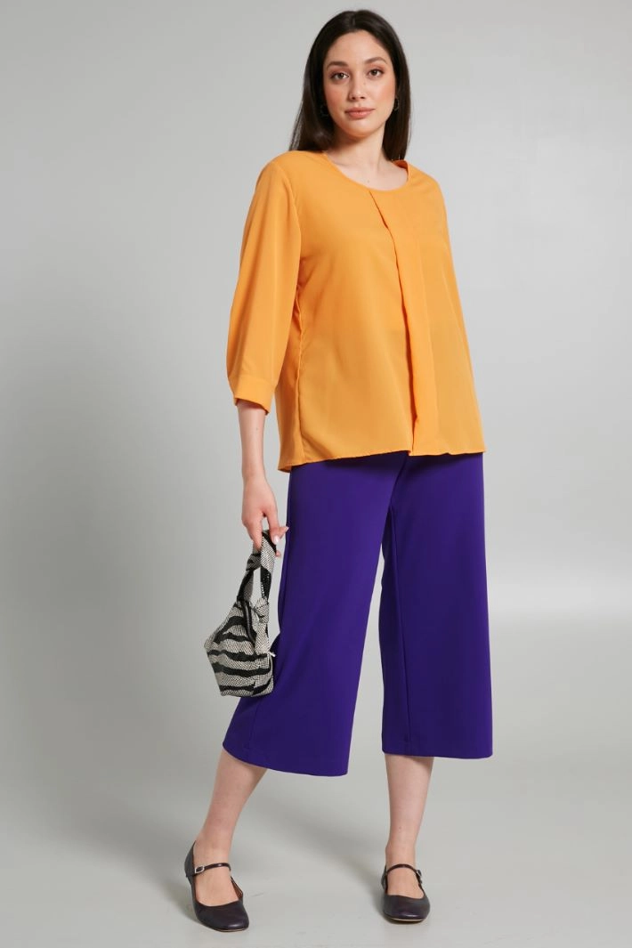Blouse with inverted pleat - ORANGE