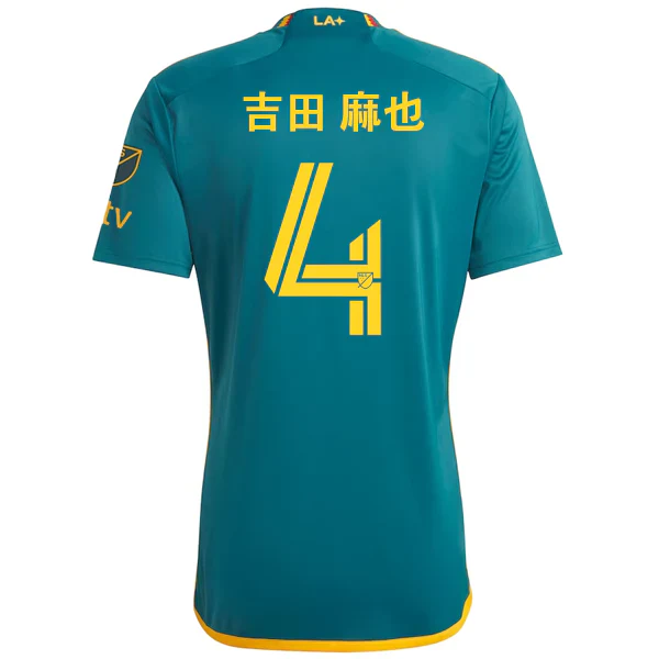 YOSHIDA (吉田 麻也) LA Galaxy Away Jersey w/ MLS + Apple TV Patches 23/24 (Green/Yellow)