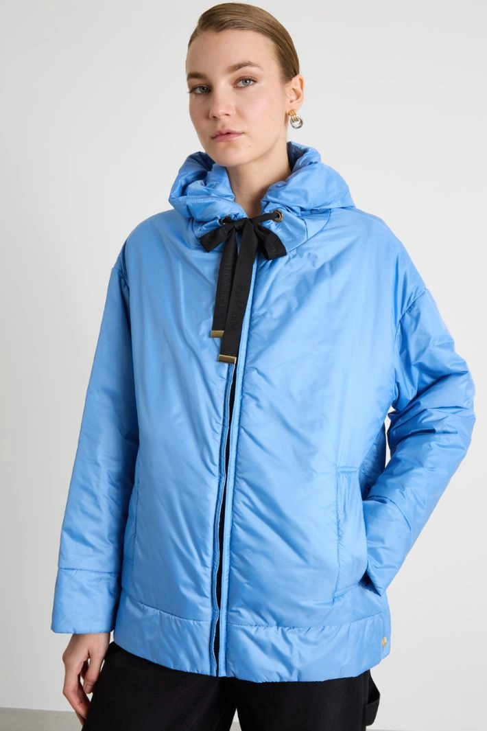 Short Hooded Padded Jacket - LIGHT BLUE
