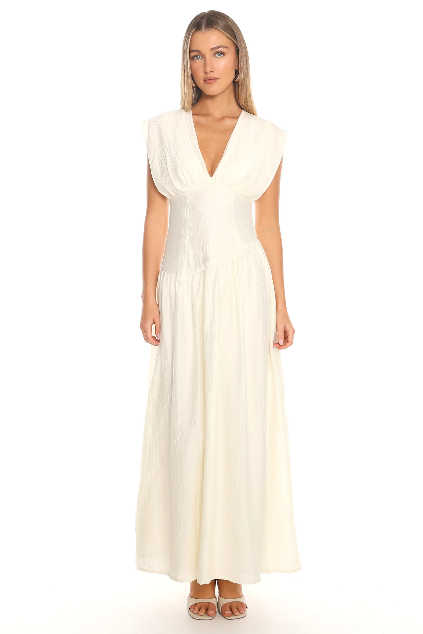 Danicka Asymmetric Waist Maxi Dress Cream