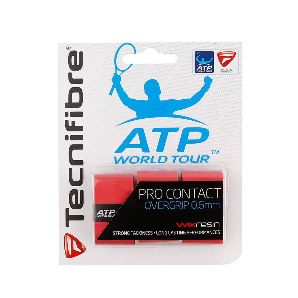 3 PACK OF RED TECNIFIBRE CONTACT PRO OVERGRIPS