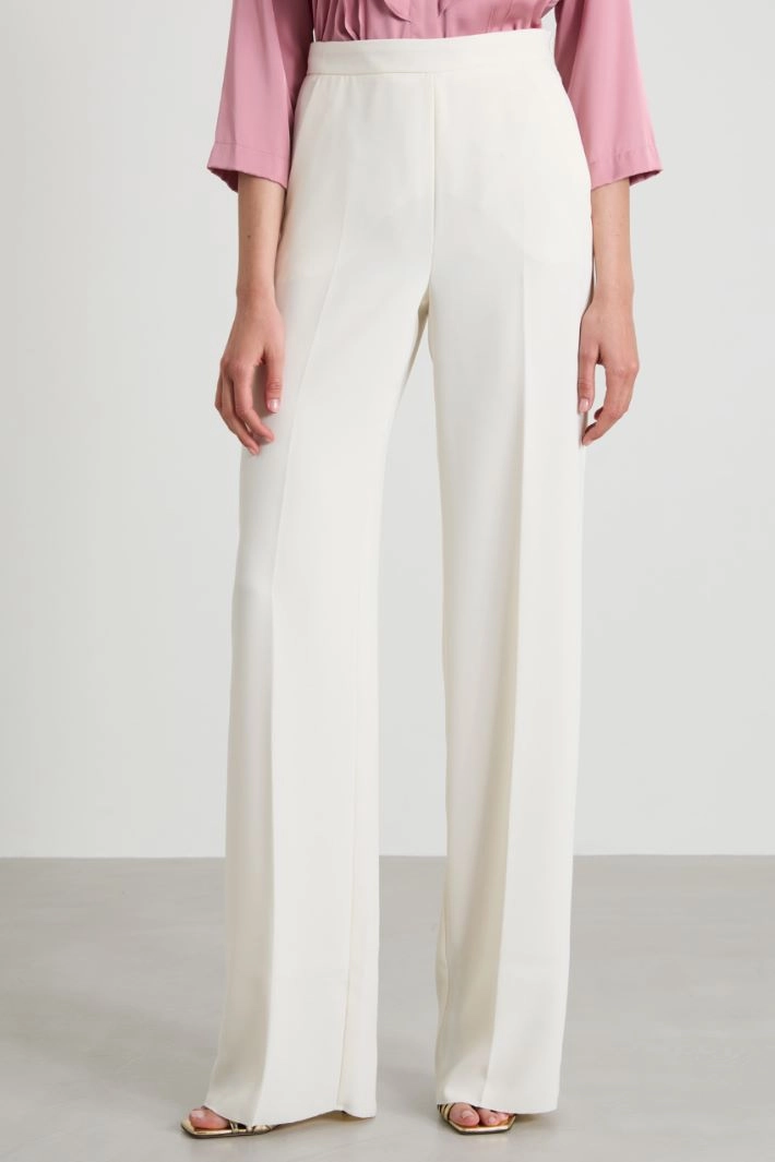 High-waist straight trousers - CREAM