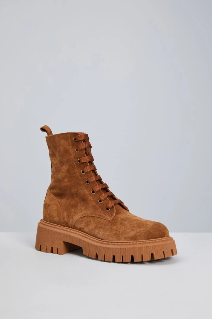 Suede combat boots - LIGHT BROWN