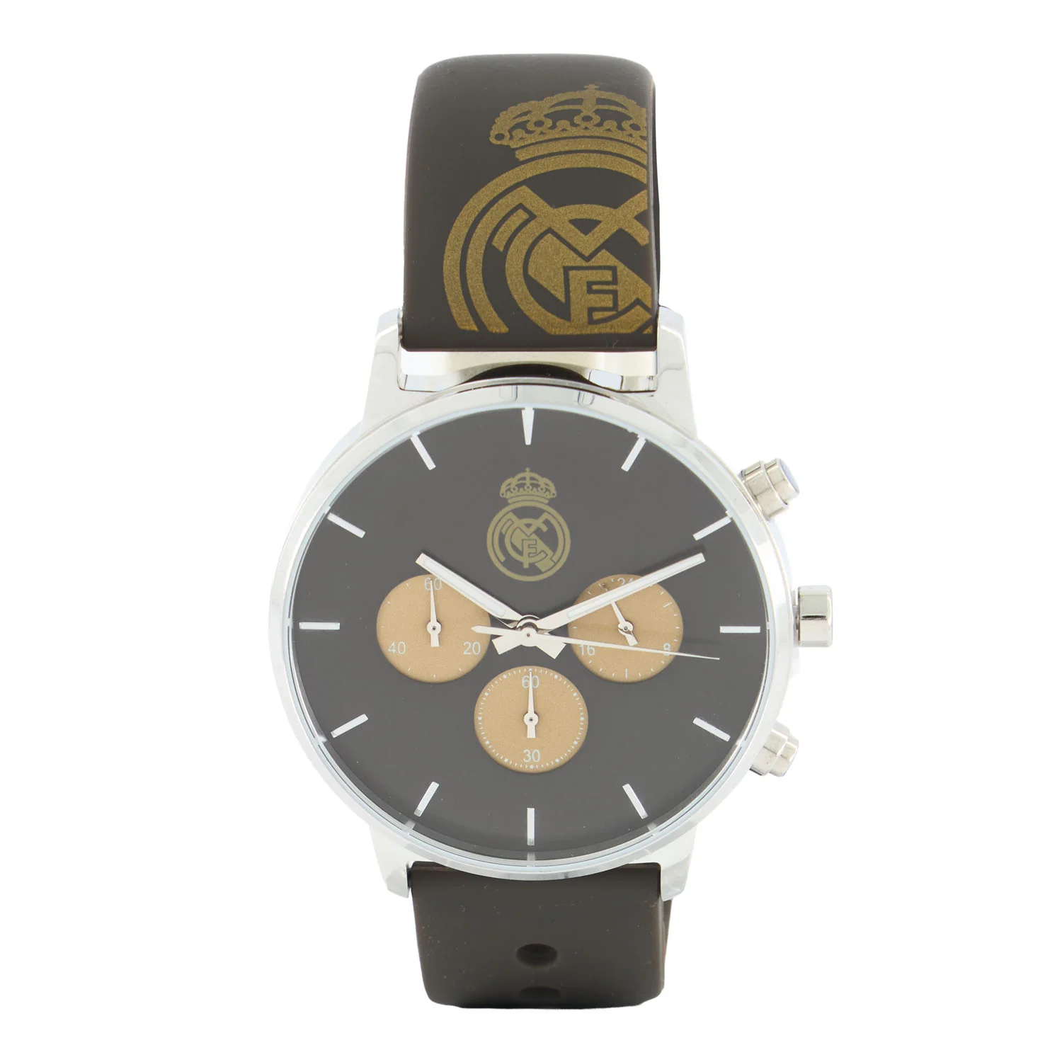 Analogue Chronograph Watch Silicone Strap Black