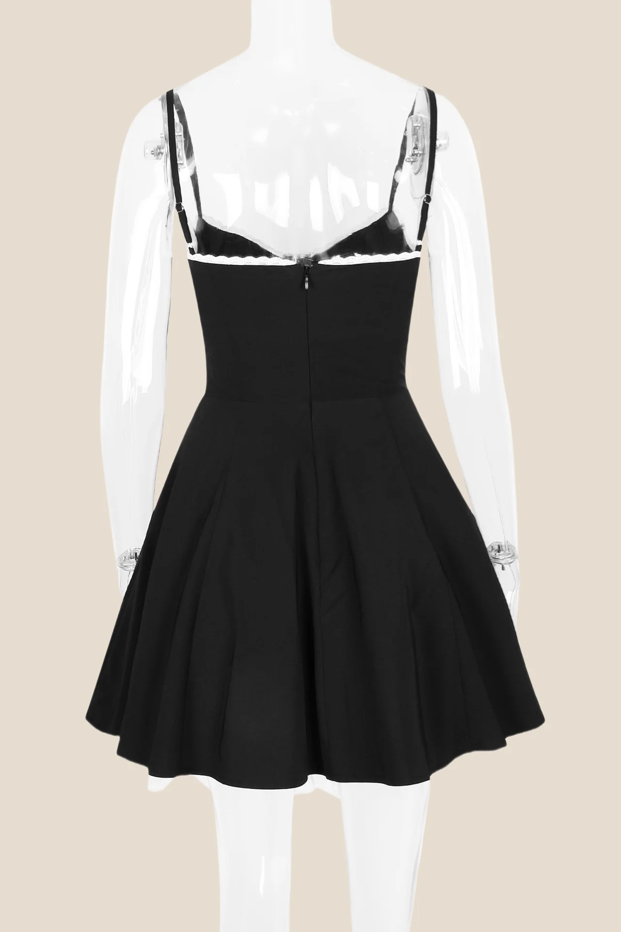 Spaghetti Straps Black A-line Short Dress
