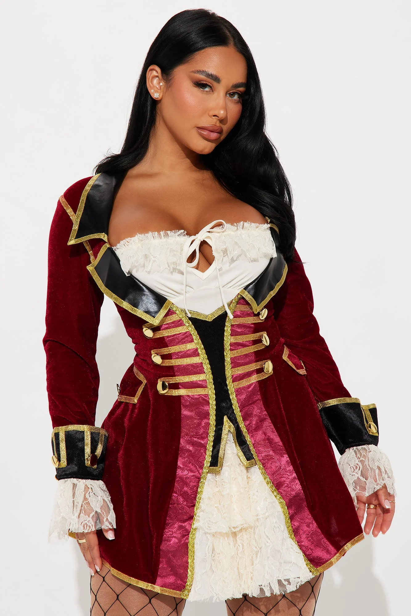 Captain Sexy Pirate 1 Piece Dress Costume - Red/combo