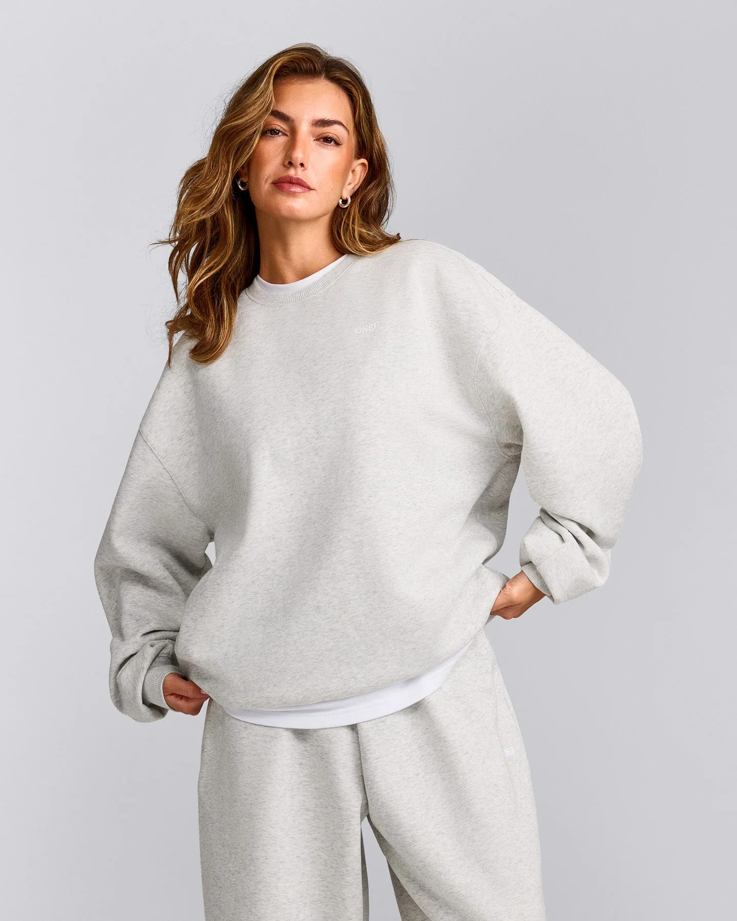 Foundations Cosy Oversized Sweatshirt | Light Grey Marl