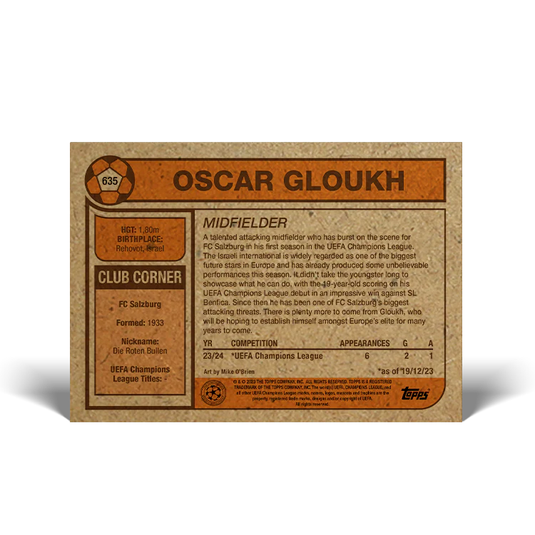 Topps UK - UCC Living Set Card #635 - Oscar Gloukh