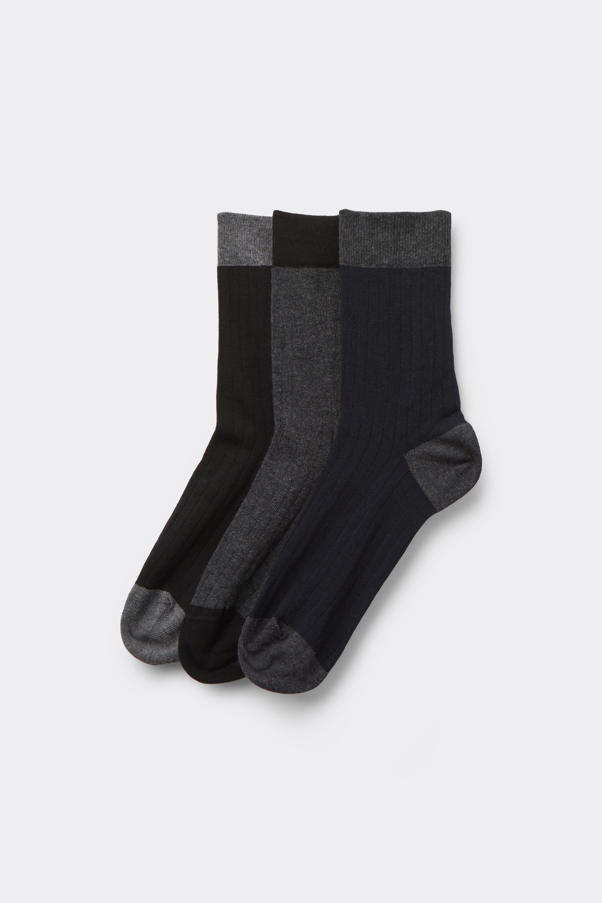 Three Pairs of Men's Short Patterned Hemless Cotton Socks