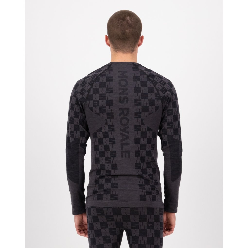 Mons Royale Ascender Merino Seamless Long Sleeve Men - forged iron / black