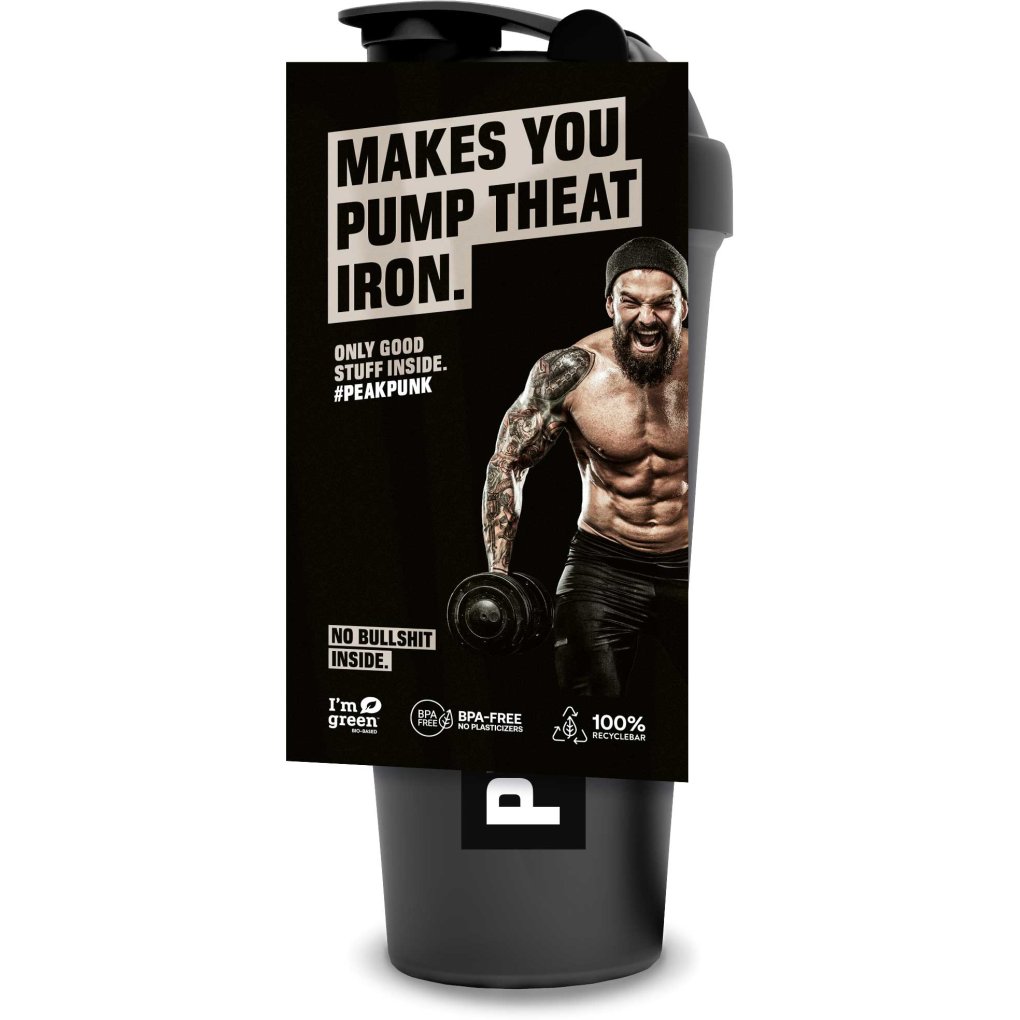 Peak Punk Bio-based Protein Shaker 600ml - Clearblack