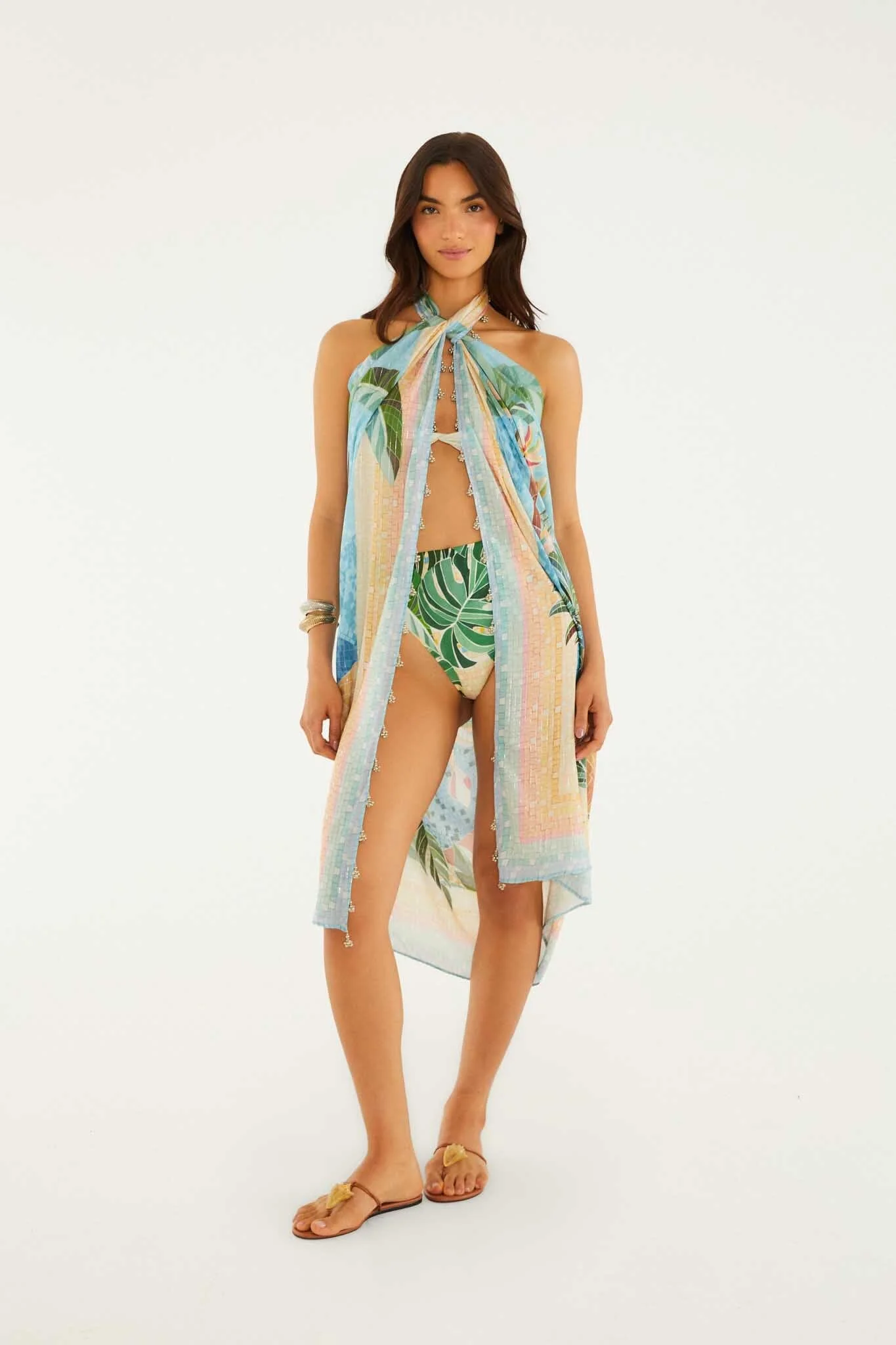 Sarong With Silver Beads Along The Side