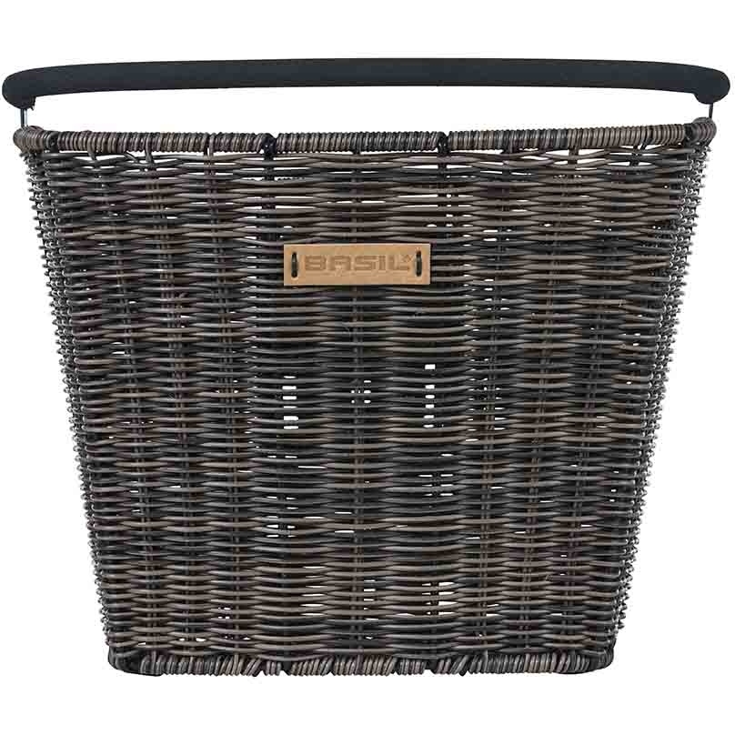 Basil Bremen Rattan Look KF Front Wheel Basket 27L - dark brown