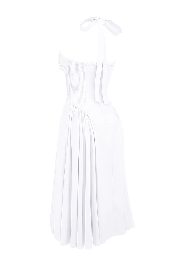 white cotton halter sundress