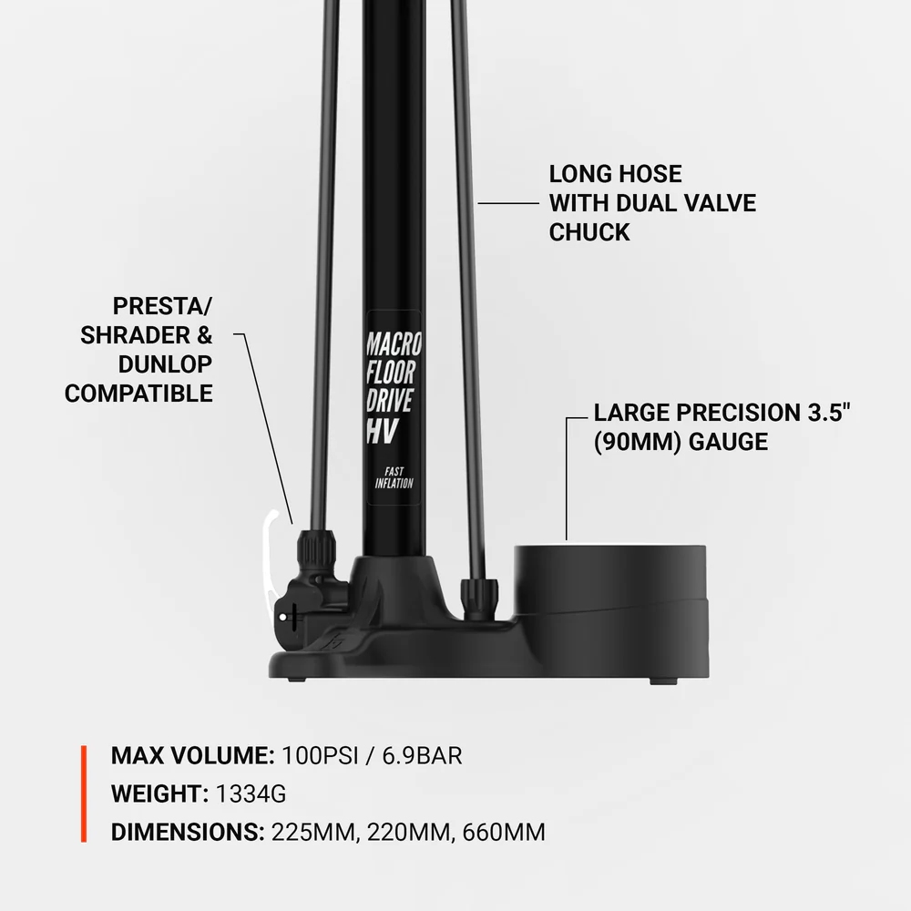 Lezyne Macro HV Floor Drive DV Floor Pump - black matt