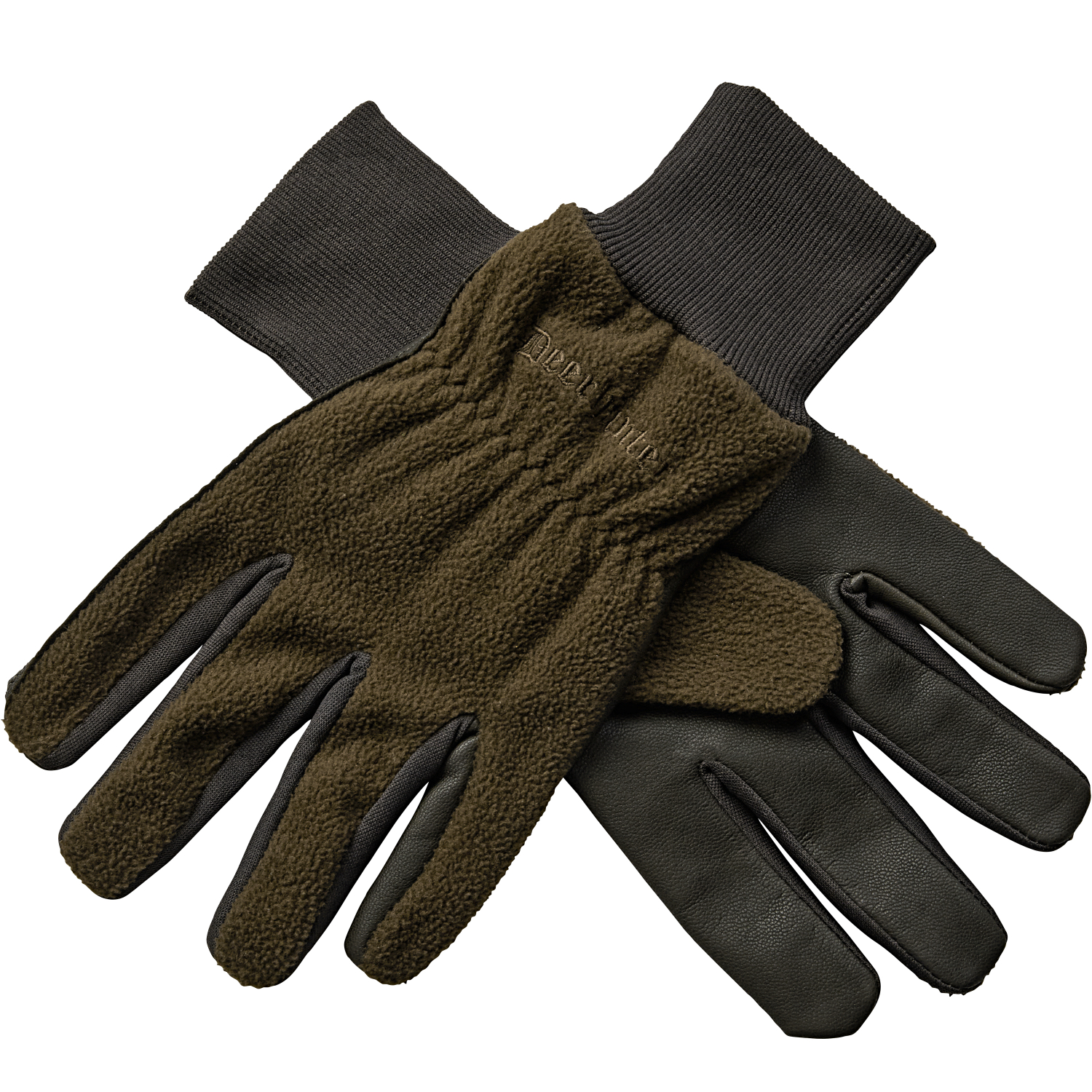 Deerhunter Fleece Gloves, With Leather (Art Green)