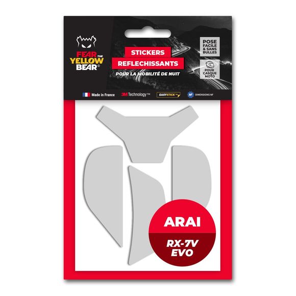 Fear The Yellow Bear REPLICA ARAI RX-7V EVO Reflective Stickers - WhiteRef: FYB0026
