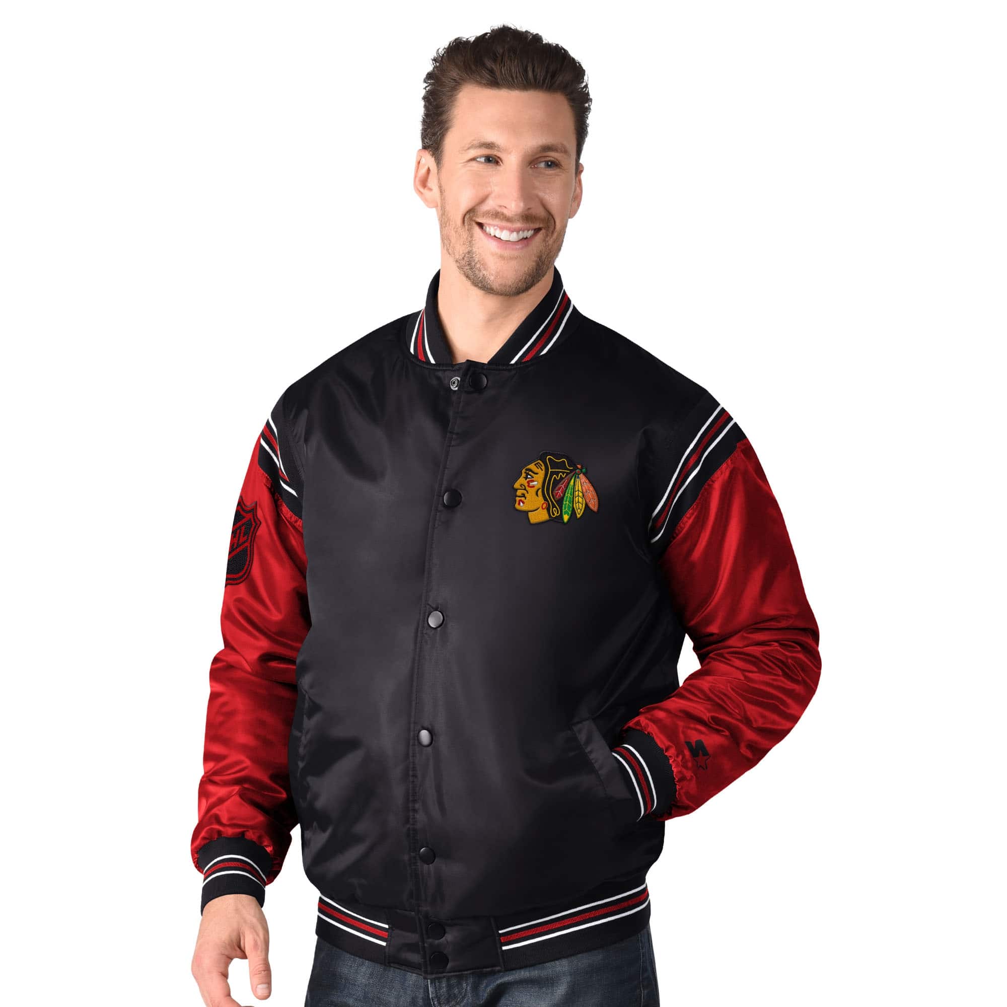 Chicago Blackhawks Enforcer NHL Varsity Satin Jacket
