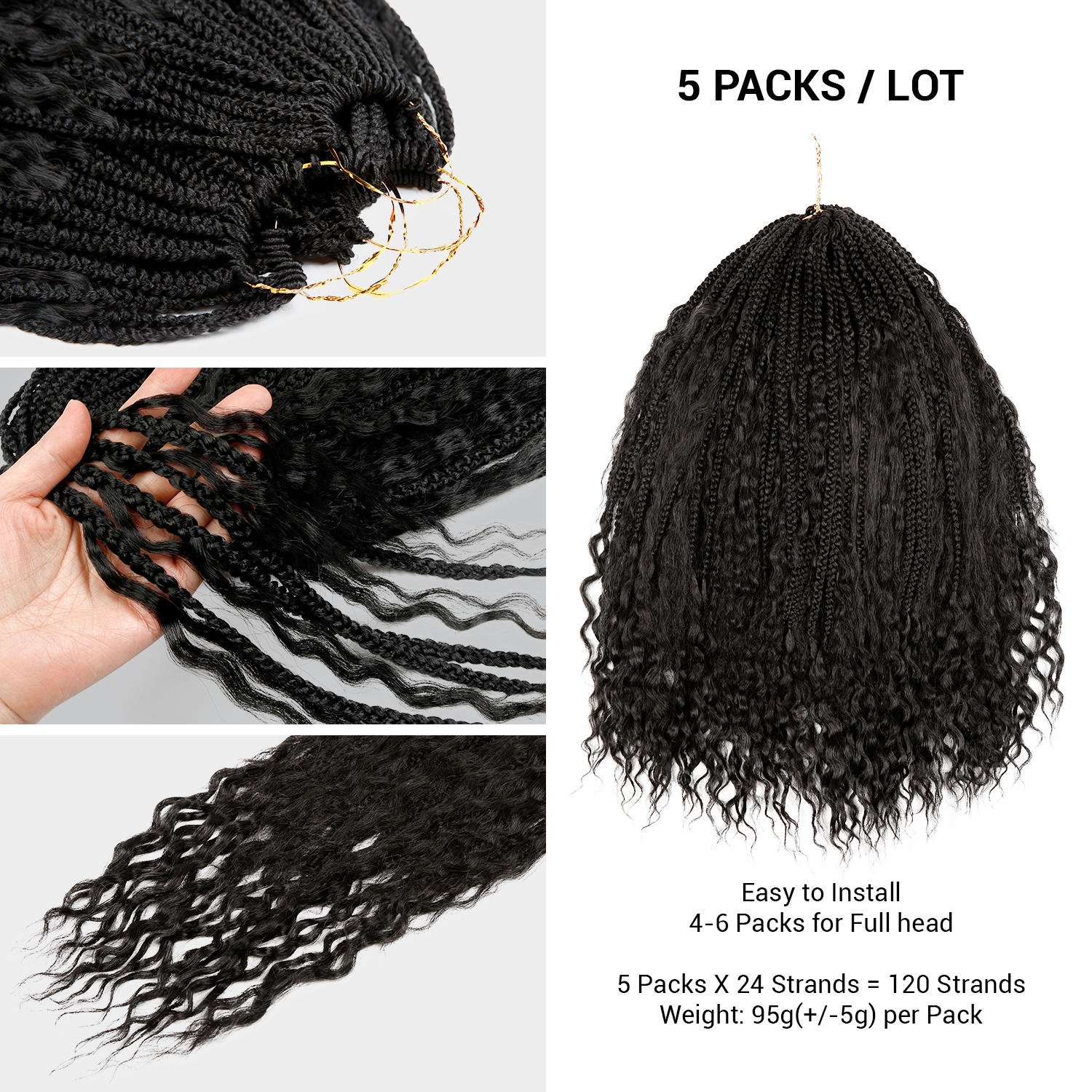 Authentic Synthetic Hair Crochet Braids Boho Goddess Box Braid 24