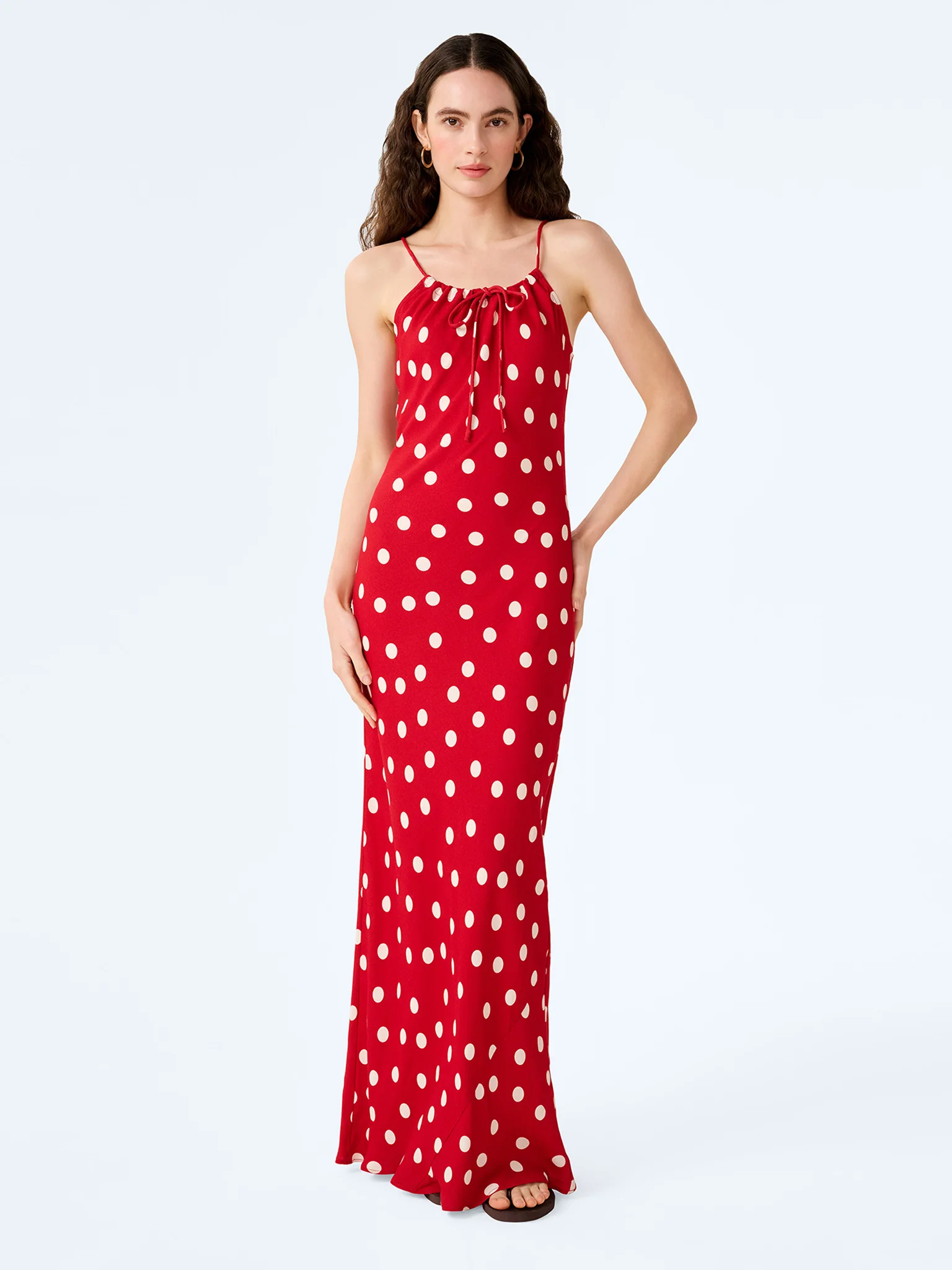 Cecile Dress in Red and Cream Polka Dot