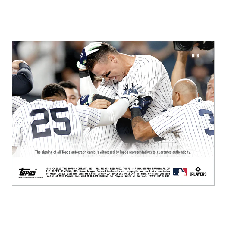 On-Card Auto # to 49 - Aaron Judge - 2022 MLB TOPPS NOW® Card 611B