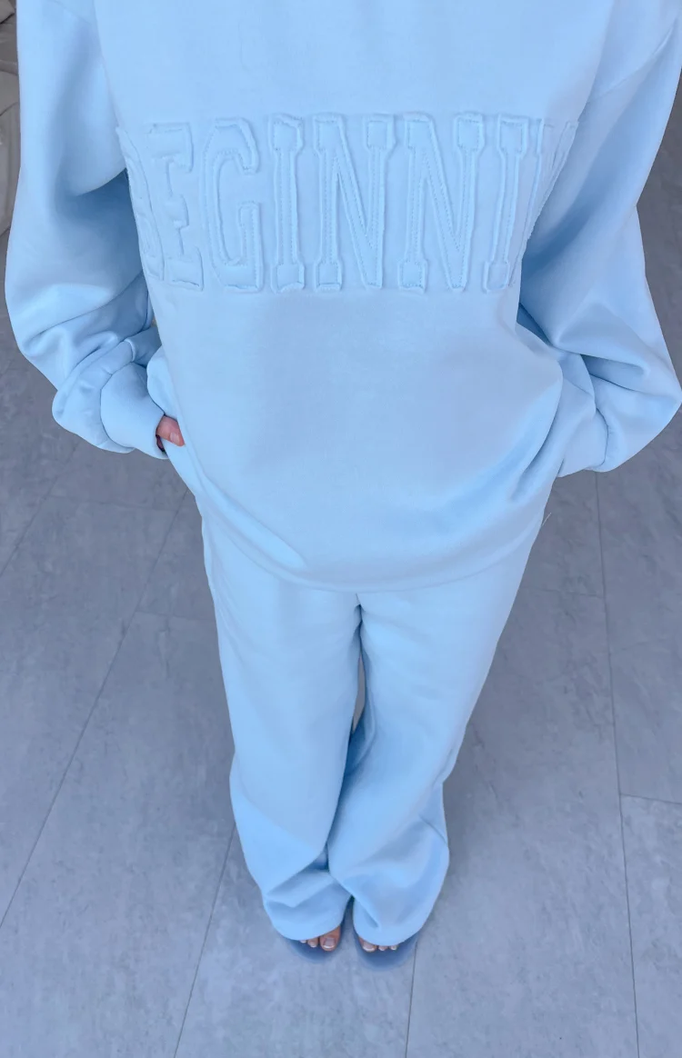 Pip Blue Mid Rise Slouch Fit Trackpants