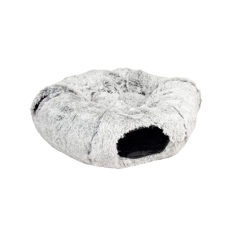 Snug Cat Tunnel & Donut Bed - 80 x 80 x 25 cm - Light grey