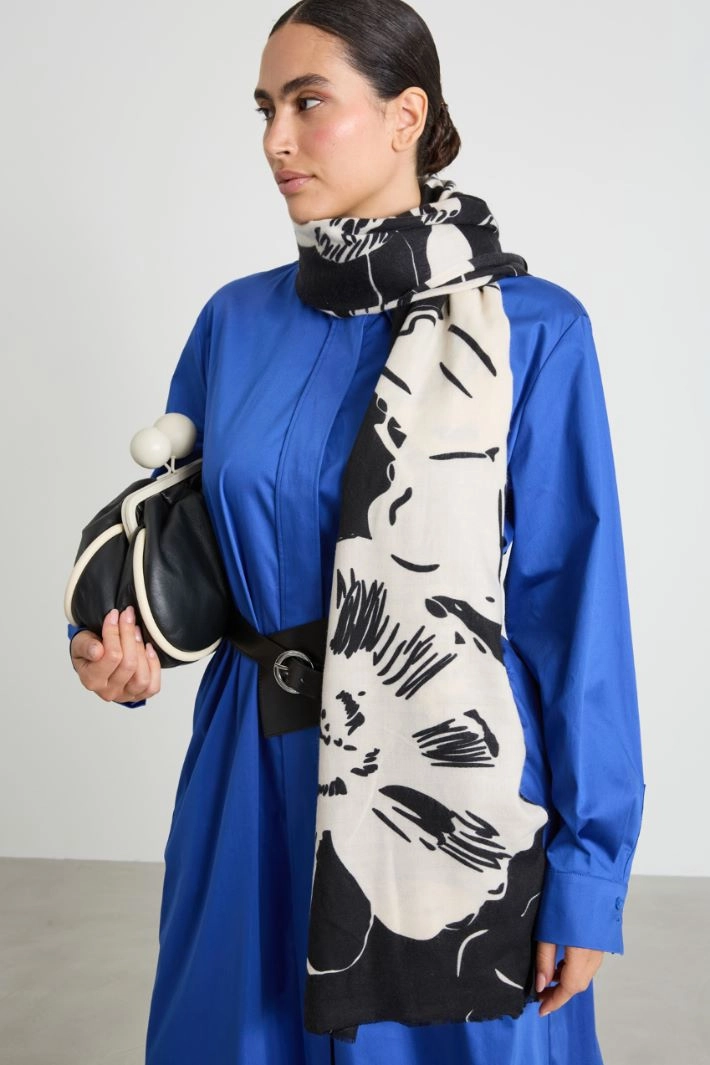 Stole in twill fabric - BLACK